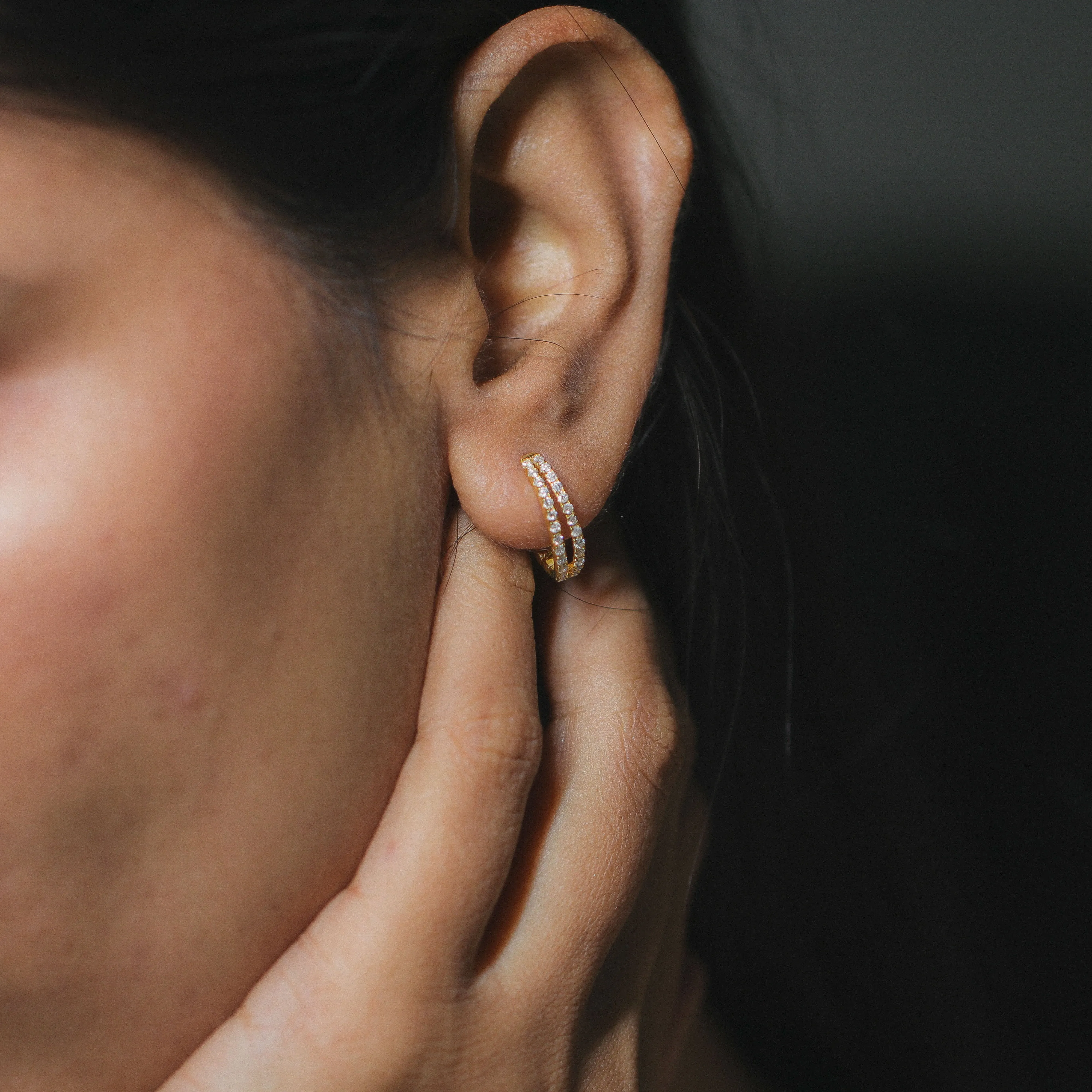 Two Stripe Silver Hoop Earrings