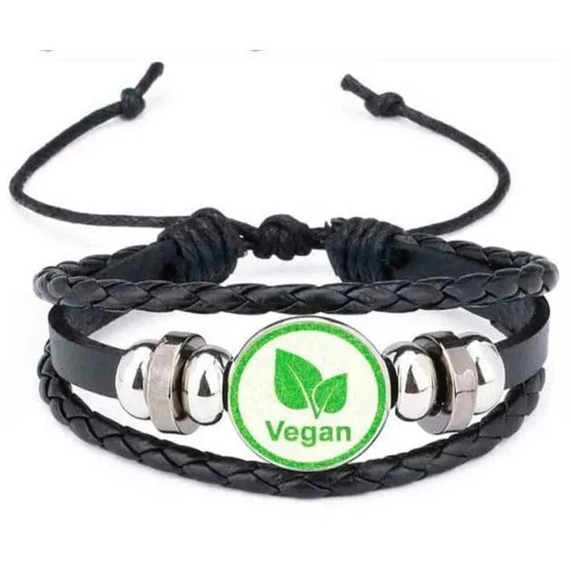 Unisex Vegan Faux Leather Multi-layer Bracelet Spread the Message of Compassion!