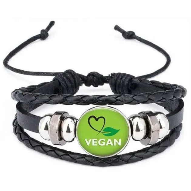 Unisex Vegan Faux Leather Multi-layer Bracelet Spread the Message of Compassion!