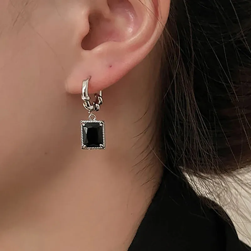 VAIGE Timeless Black Gemstone Zircon Pendant Earrings with Copper Accents