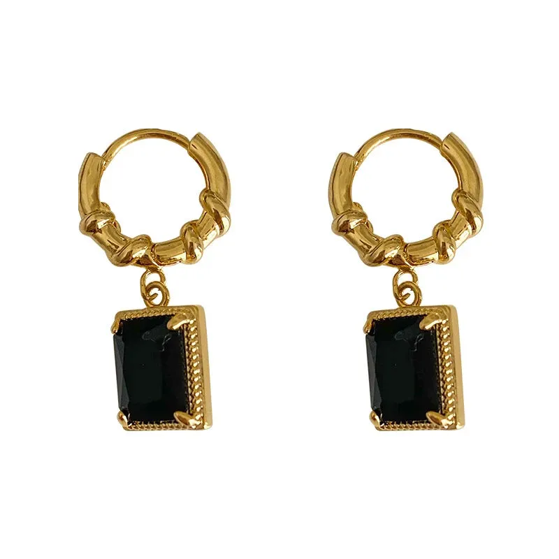 VAIGE Timeless Black Gemstone Zircon Pendant Earrings with Copper Accents