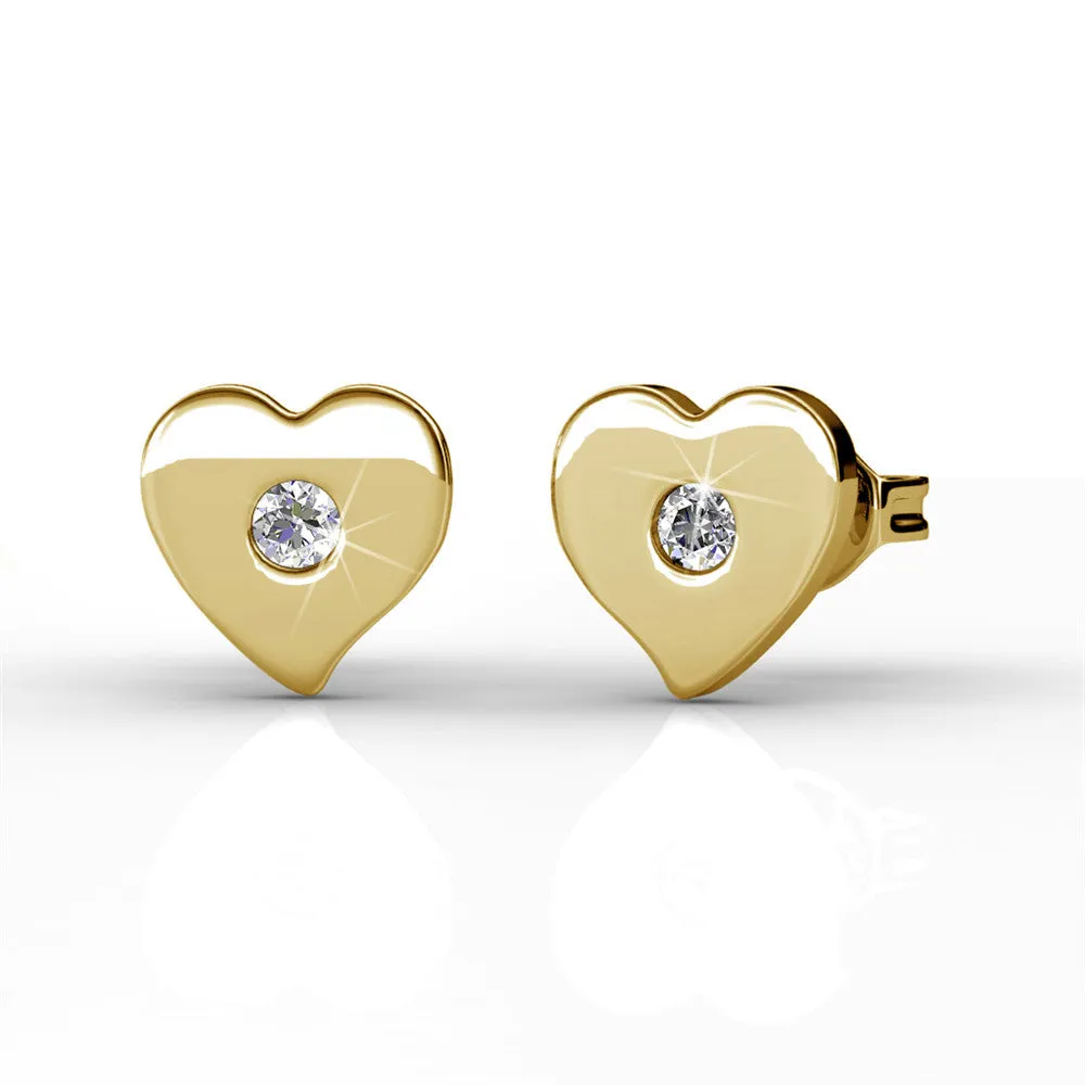 Vanessa 18k White Gold Plated Heart Stud Earrings with Crystals