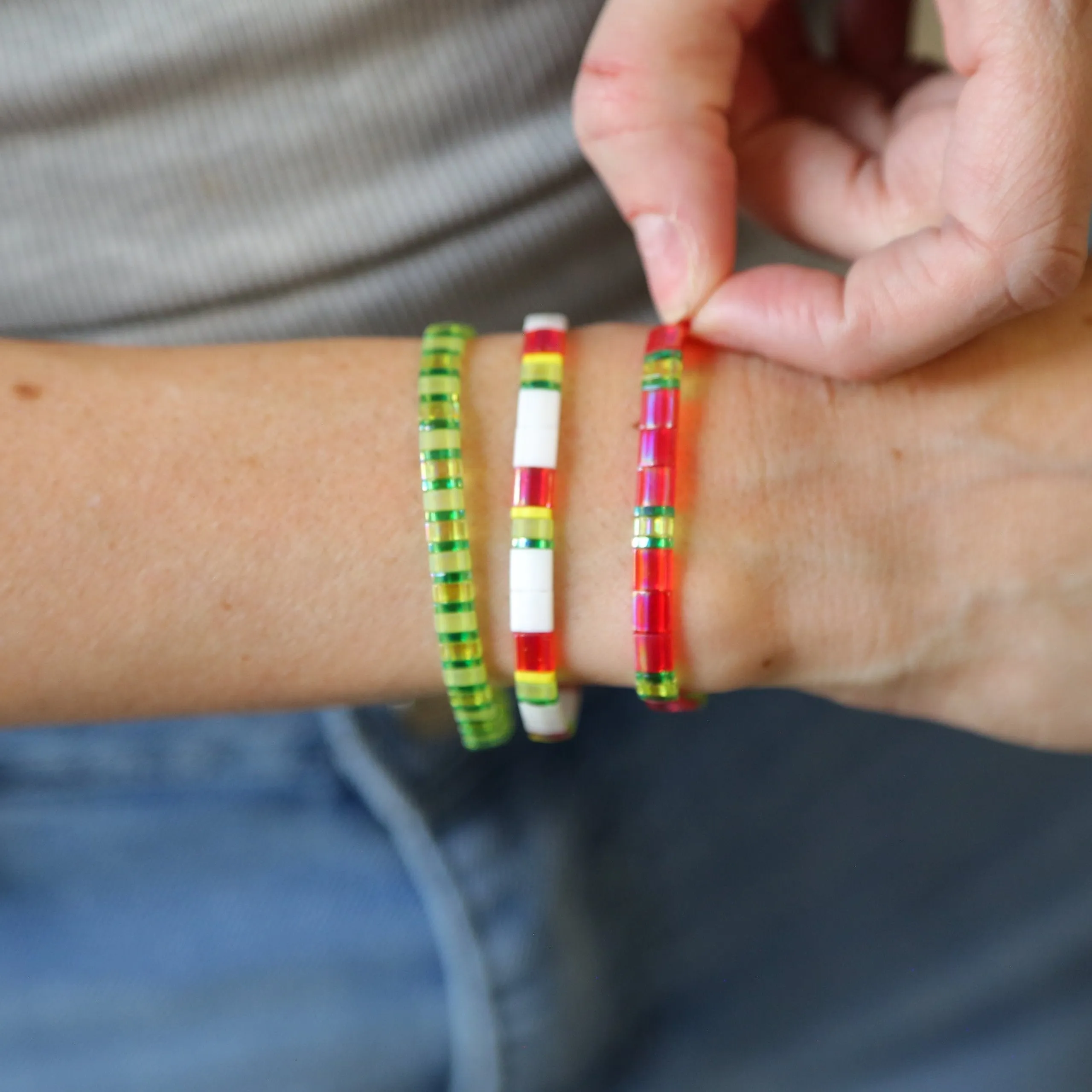 WATERMELON SUGAR | Tila Beaded Bracelet | Stack of 3