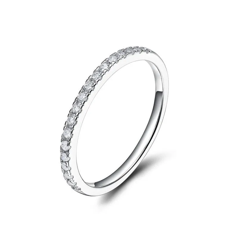 Wedding Band for 925 Sterling Silver Half Eternity Stackable Ring