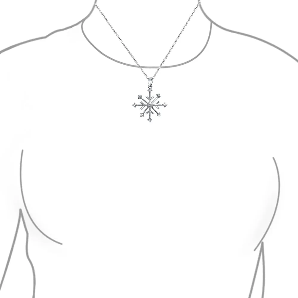 Winter Party Snowflake Pendant Necklace in Sterling Silver Leverback