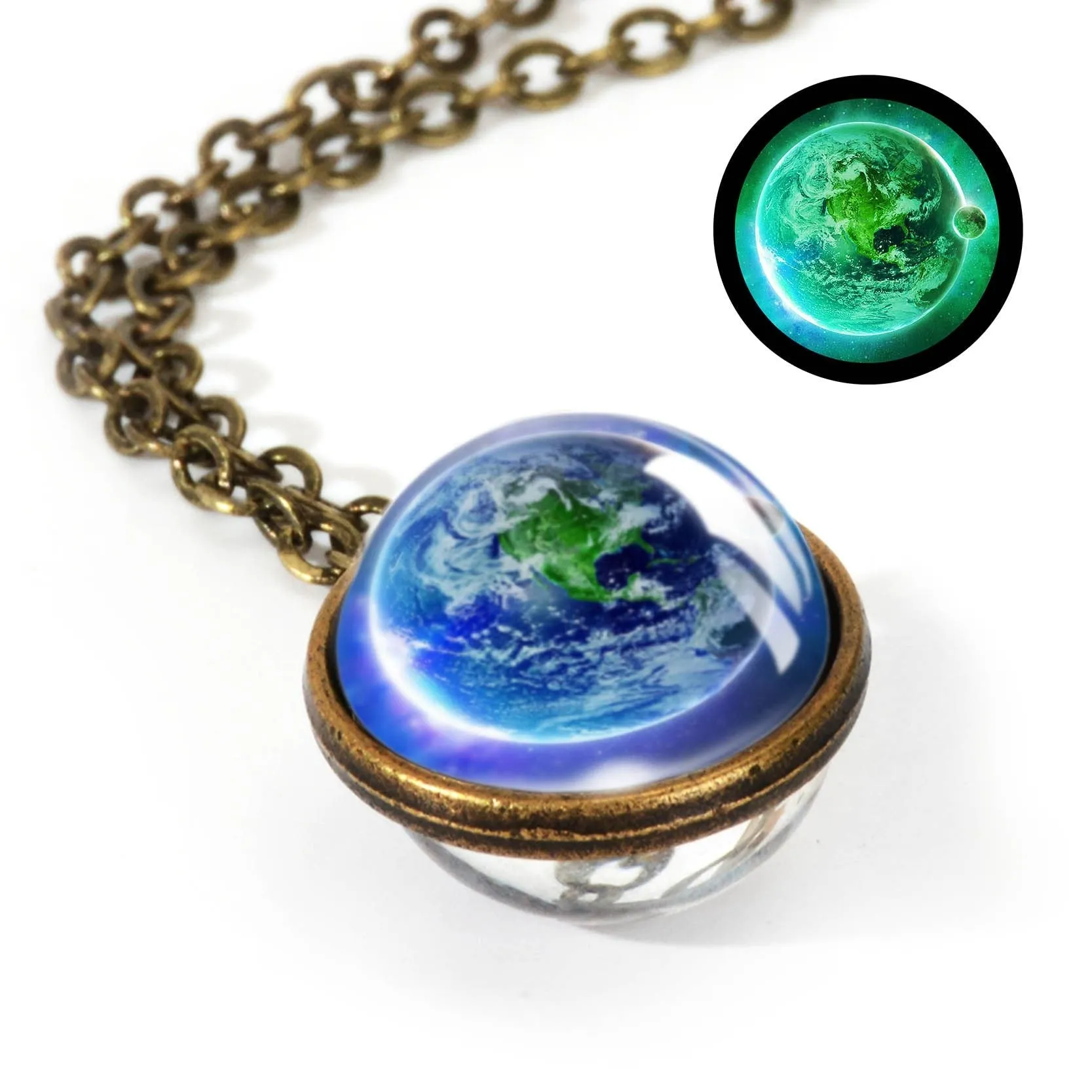 Women Handmade Galaxy Double Sided Universe Pendant Necklaces