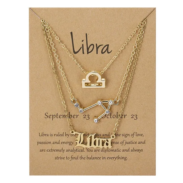 Zodiac Sign Necklace With Cardboard Card