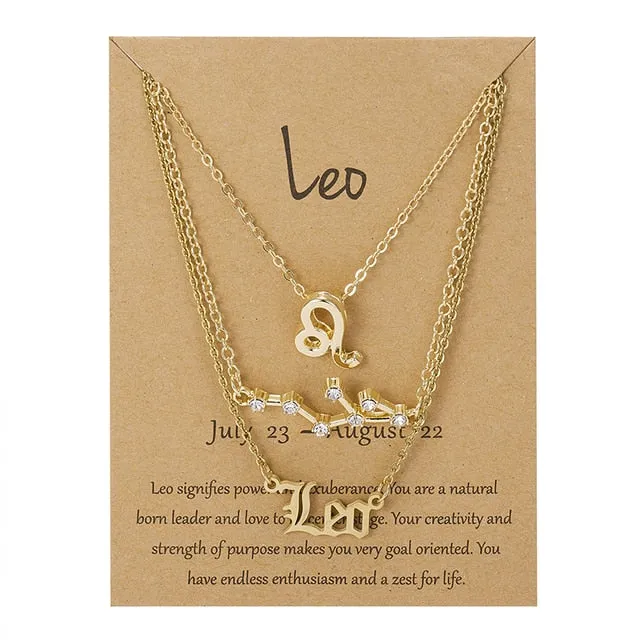 Zodiac Sign Necklace With Cardboard Card