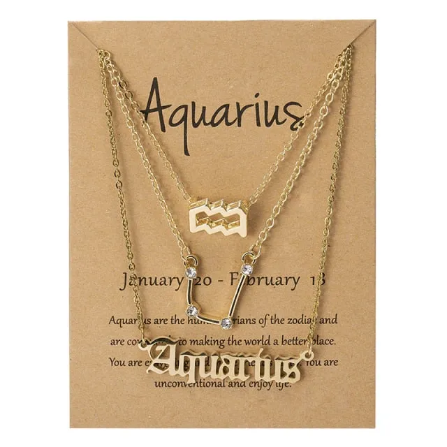 Zodiac Sign Necklace With Cardboard Card