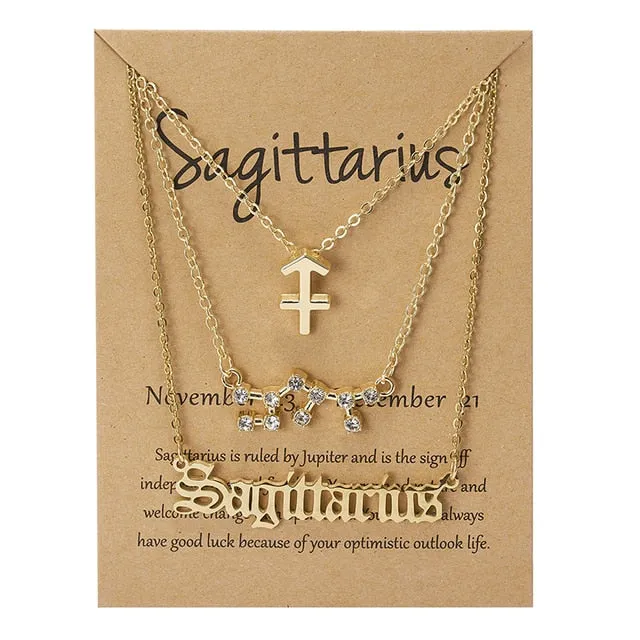 Zodiac Sign Necklace With Cardboard Card