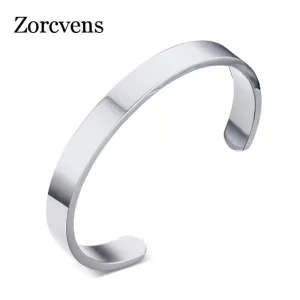 ZORCVENS Women and Men 8mm Width Surface Bracelet Bangle Stainless Steel Bracelet Men silver color/Gold/Black/Rose Gold 4 Color