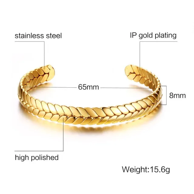 ZORCVENS Women and Men 8mm Width Surface Bracelet Bangle Stainless Steel Bracelet Men silver color/Gold/Black/Rose Gold 4 Color